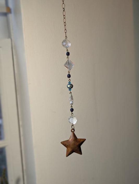 Rustic Star Metal Bell Suncatcher