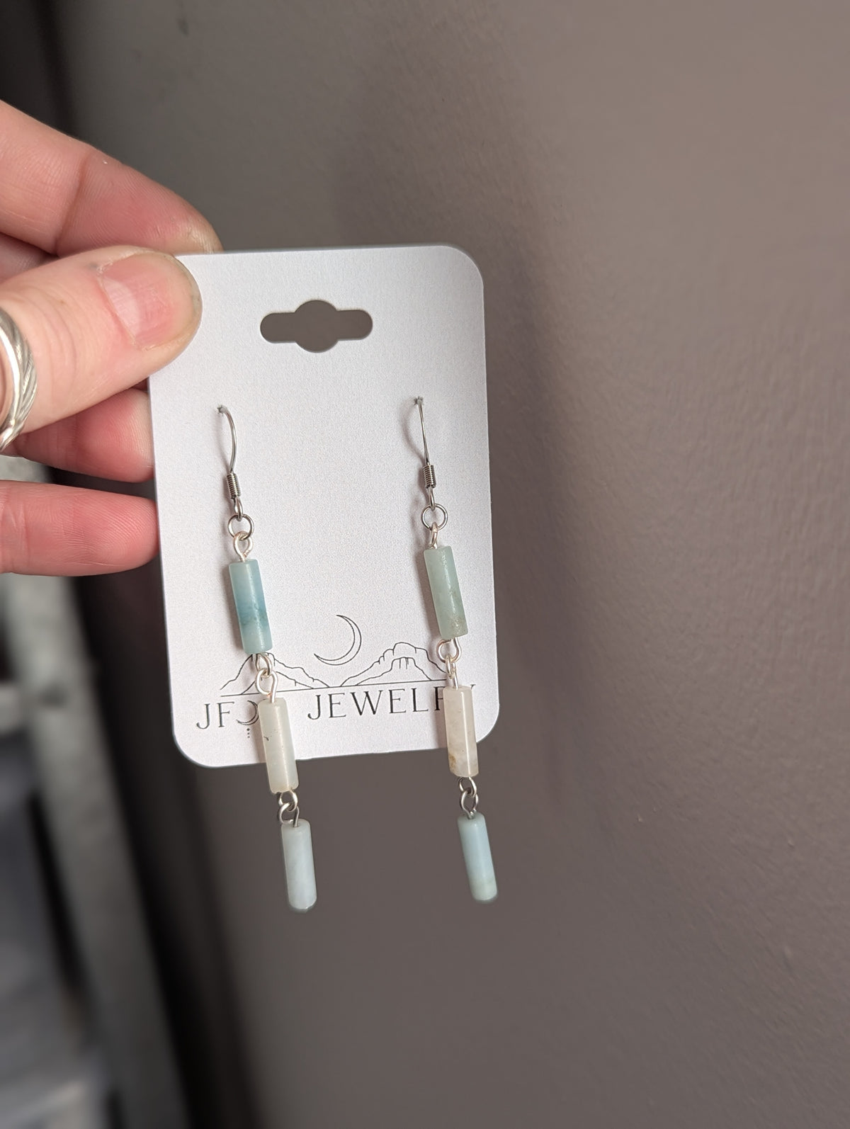 Amazonite Wire-Wrapped Trio Earrings