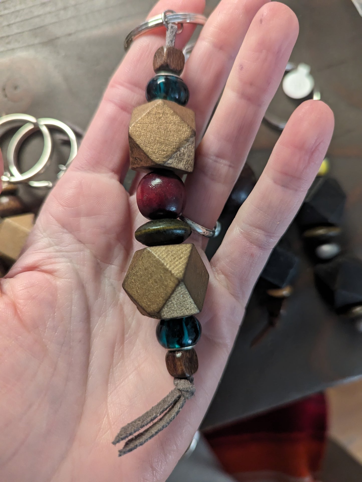 Geometric Wooden Keychain
