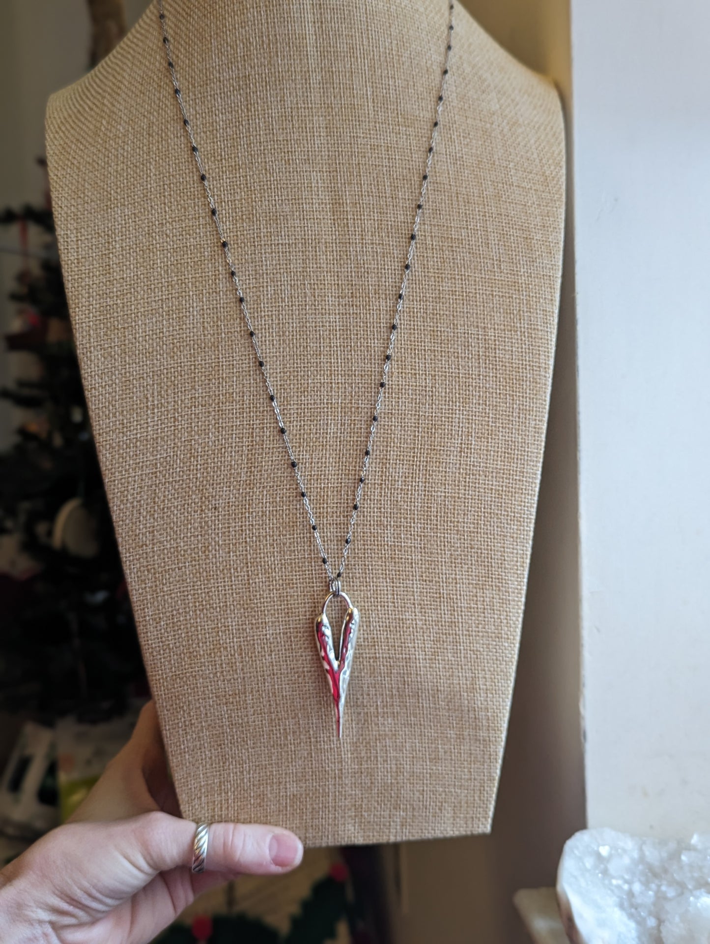 Long Heart Pendant on Stainless (Silver or Gold)