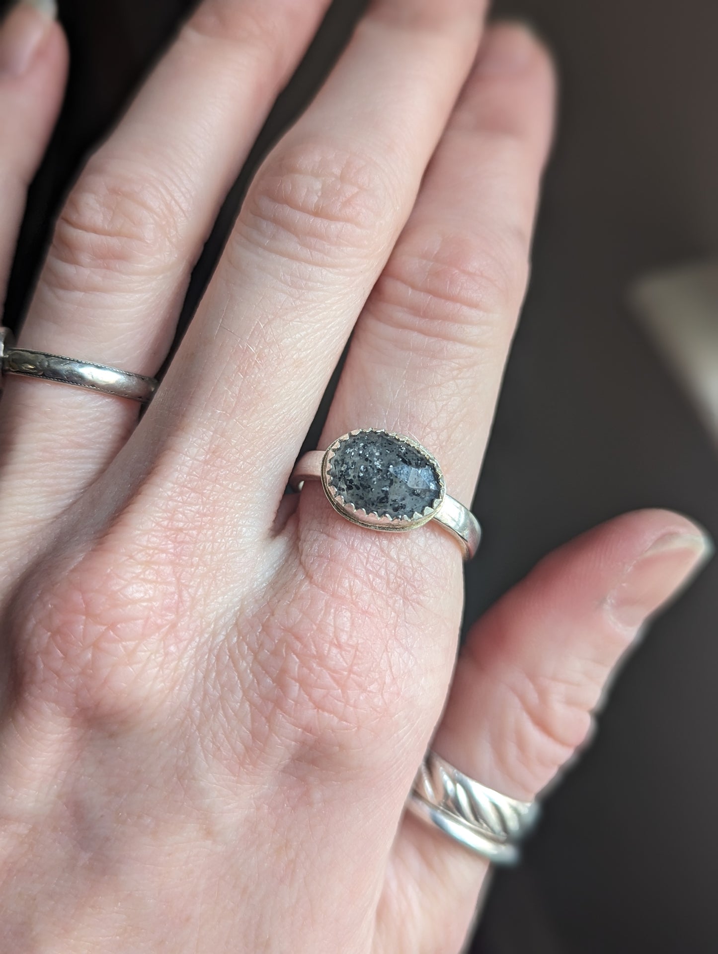 Black Sunstone Sterling Ring (various sizes available)