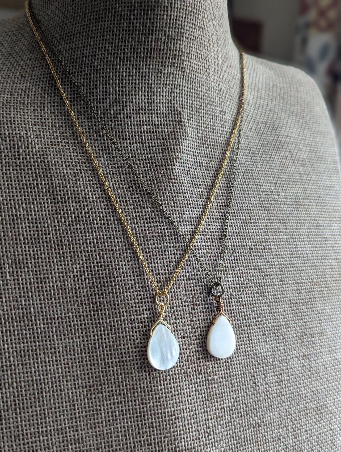 Mother of Pearl Tear Drop Necklace (various options)