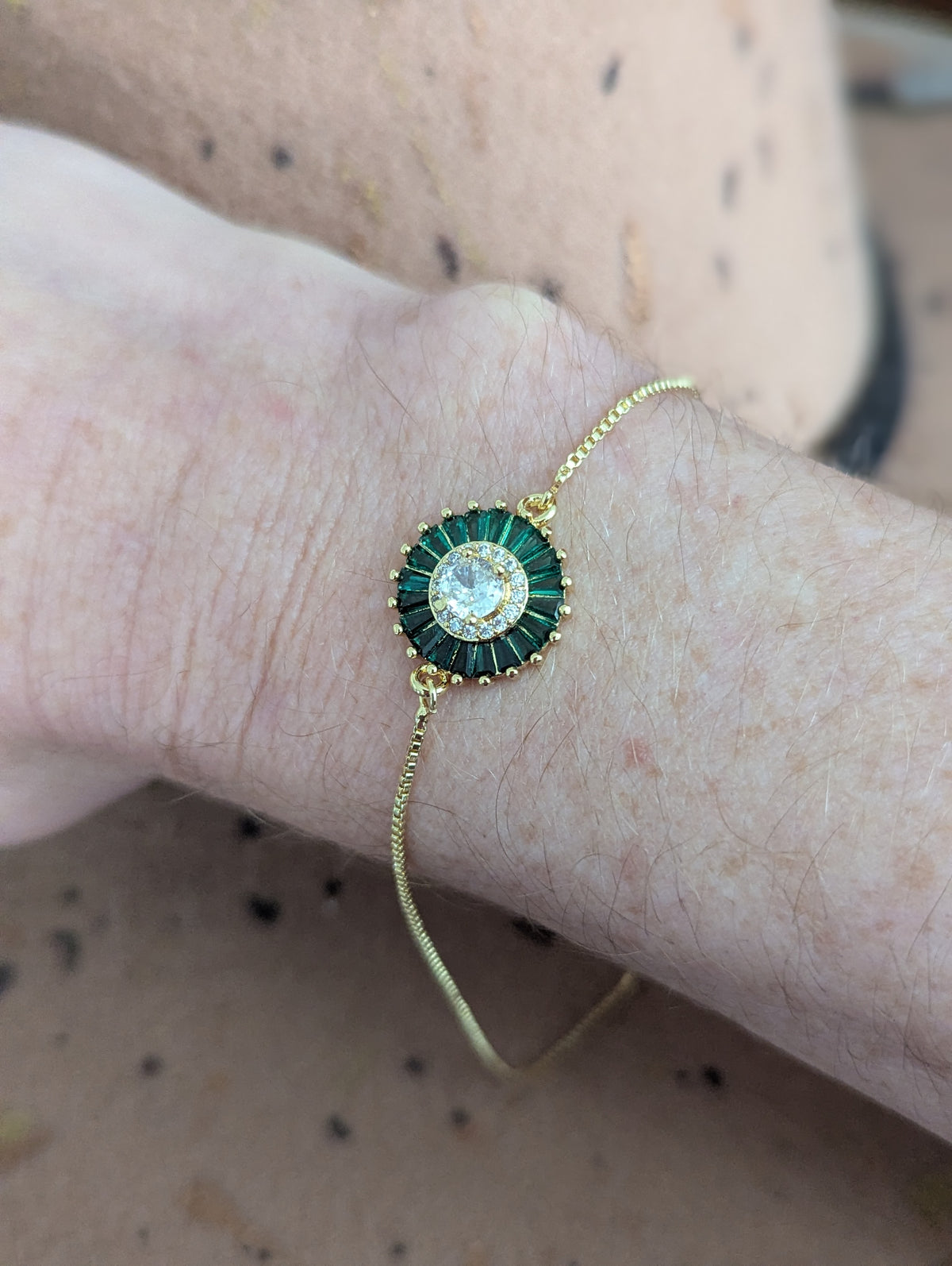Crystal Flower Gold Slider Bracelet (Various Colors Available)