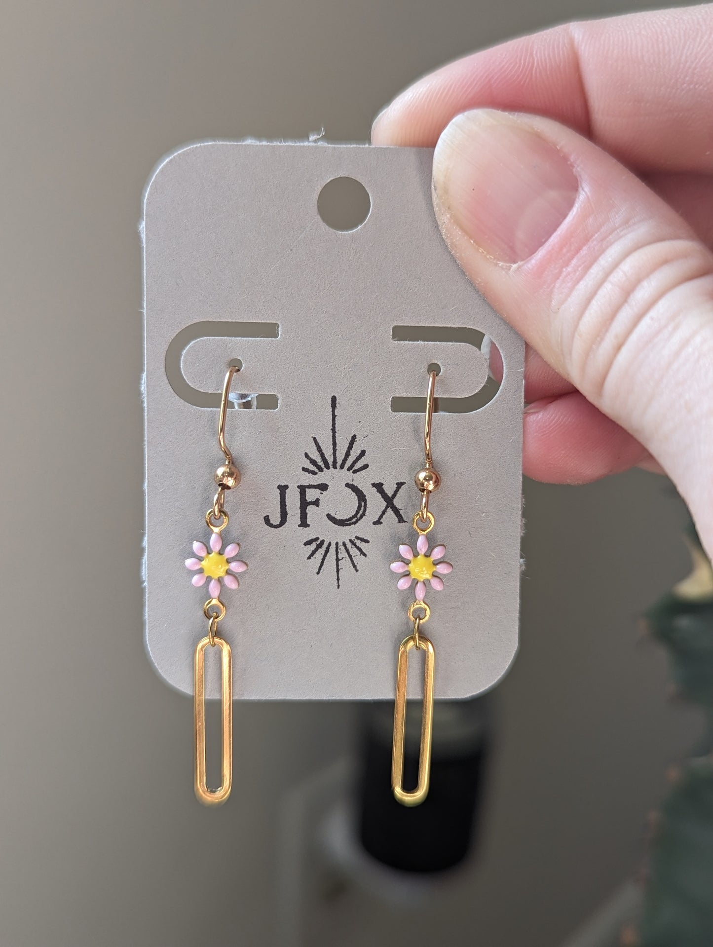 Daisy Flower Gold Earrings (various colors available)