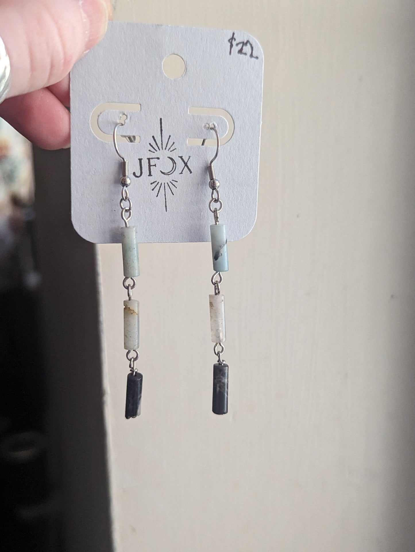 Multi-Color Amazonite Wire-Wrapped Earrings