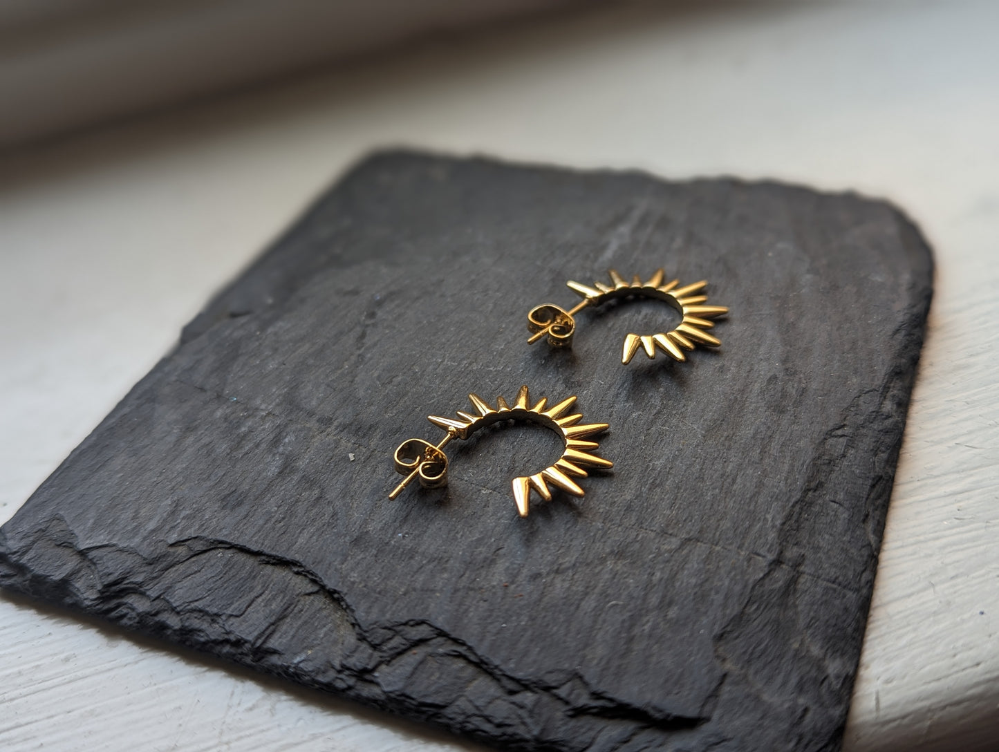 Spiked Sun Gold Plated Hoops