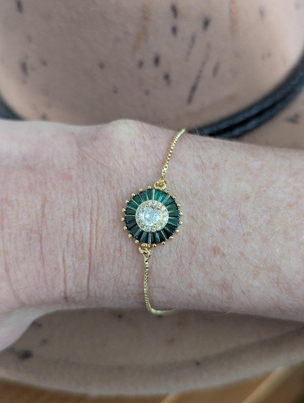 Crystal Flower Gold Slider Bracelet (Various Colors Available)