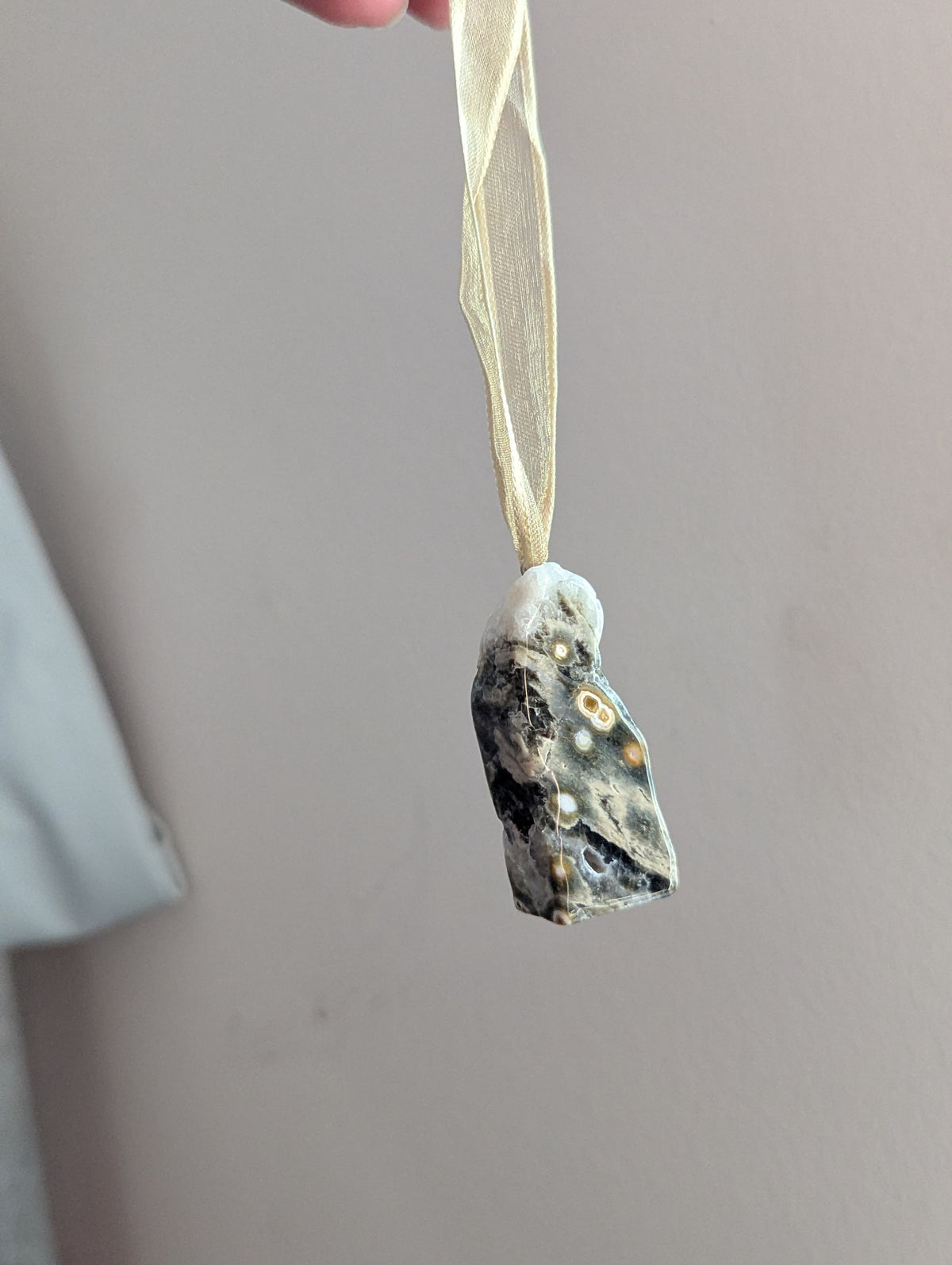 8th Vein Ocean Jasper Tumbled Gemstone Ornament - Gold (Various Stones Available)