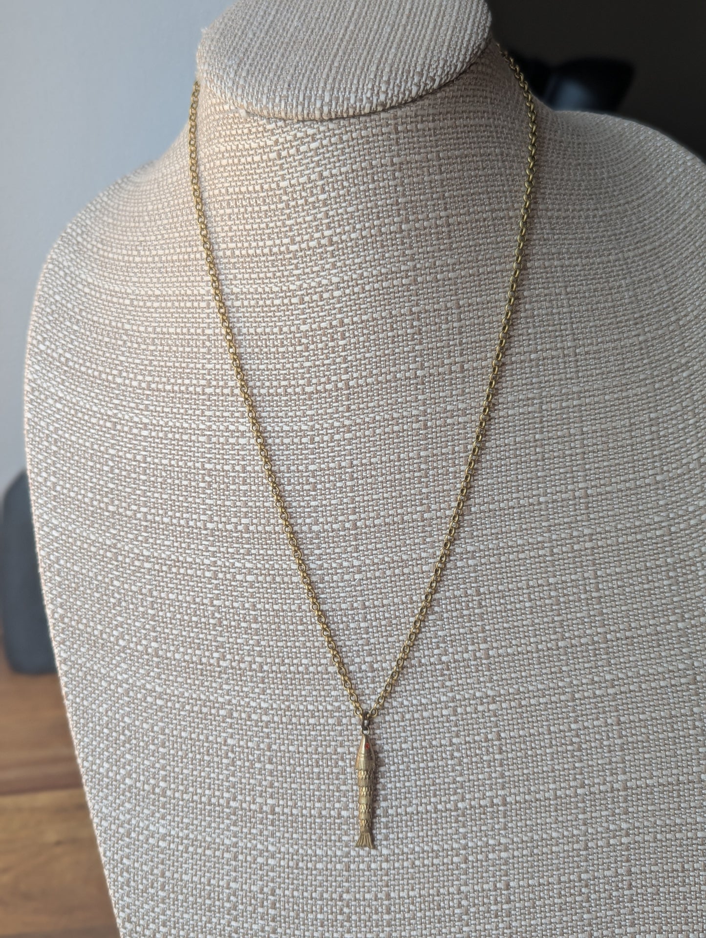 Brass Articulating Fish Necklace
