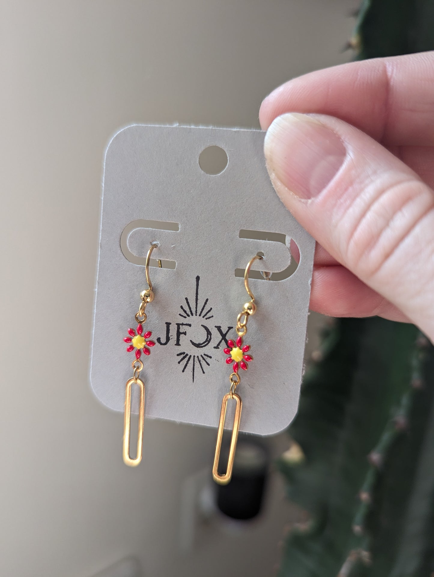 Daisy Flower Gold Earrings (various colors available)