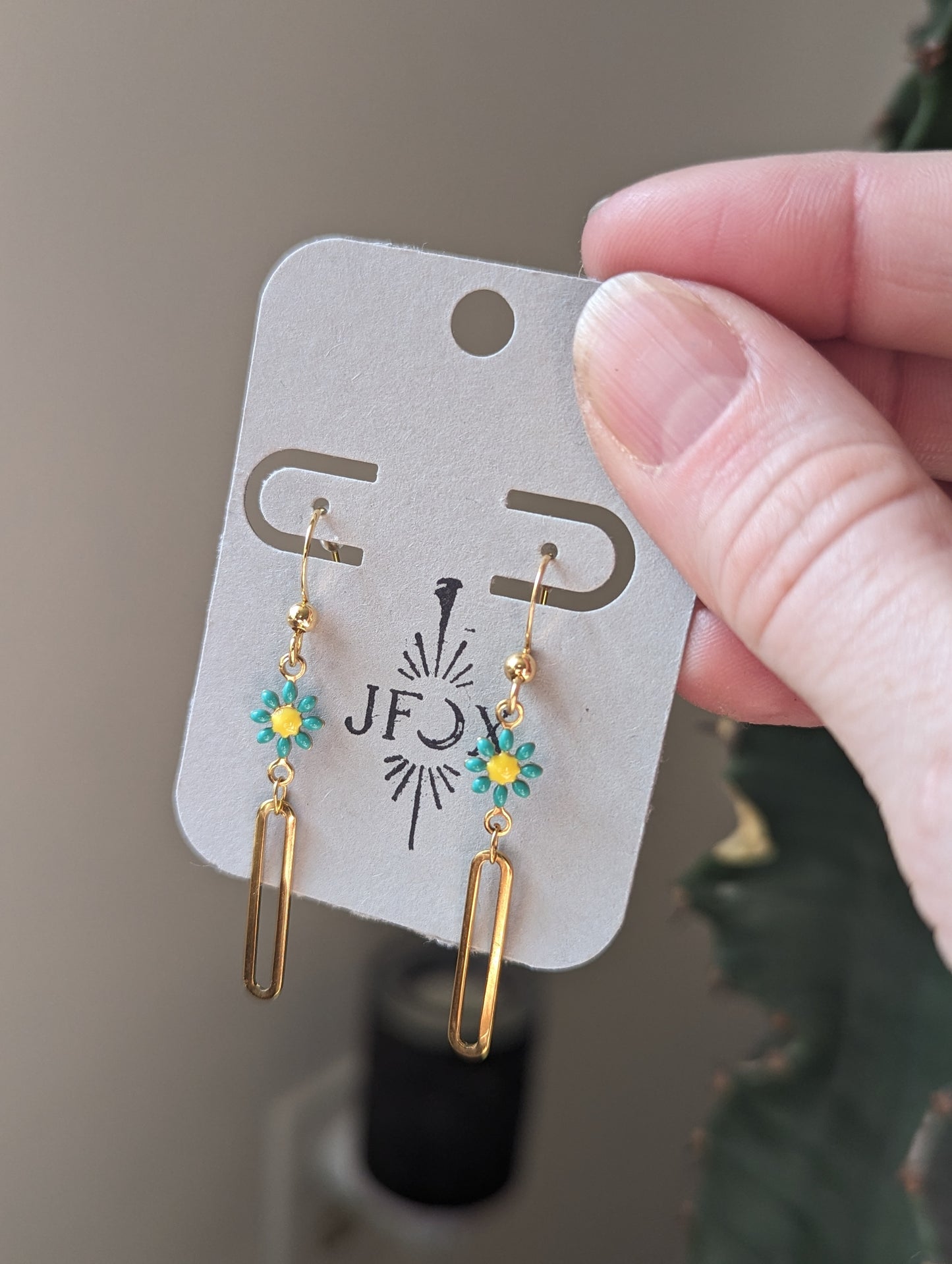 Daisy Flower Gold Earrings (various colors available)