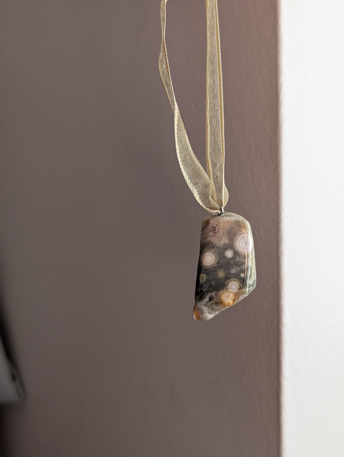 8th Vein Ocean Jasper Tumbled Gemstone Ornament - Gold (Various Stones Available)