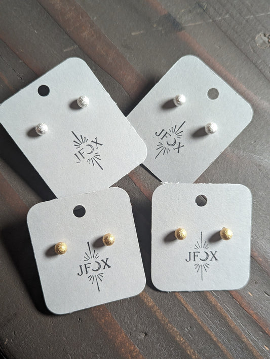 Textured Silver or Gold Ball Stainless Studs