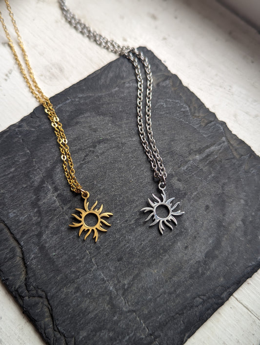 Stainless Steel Sun Pendants (Gold or Silver)