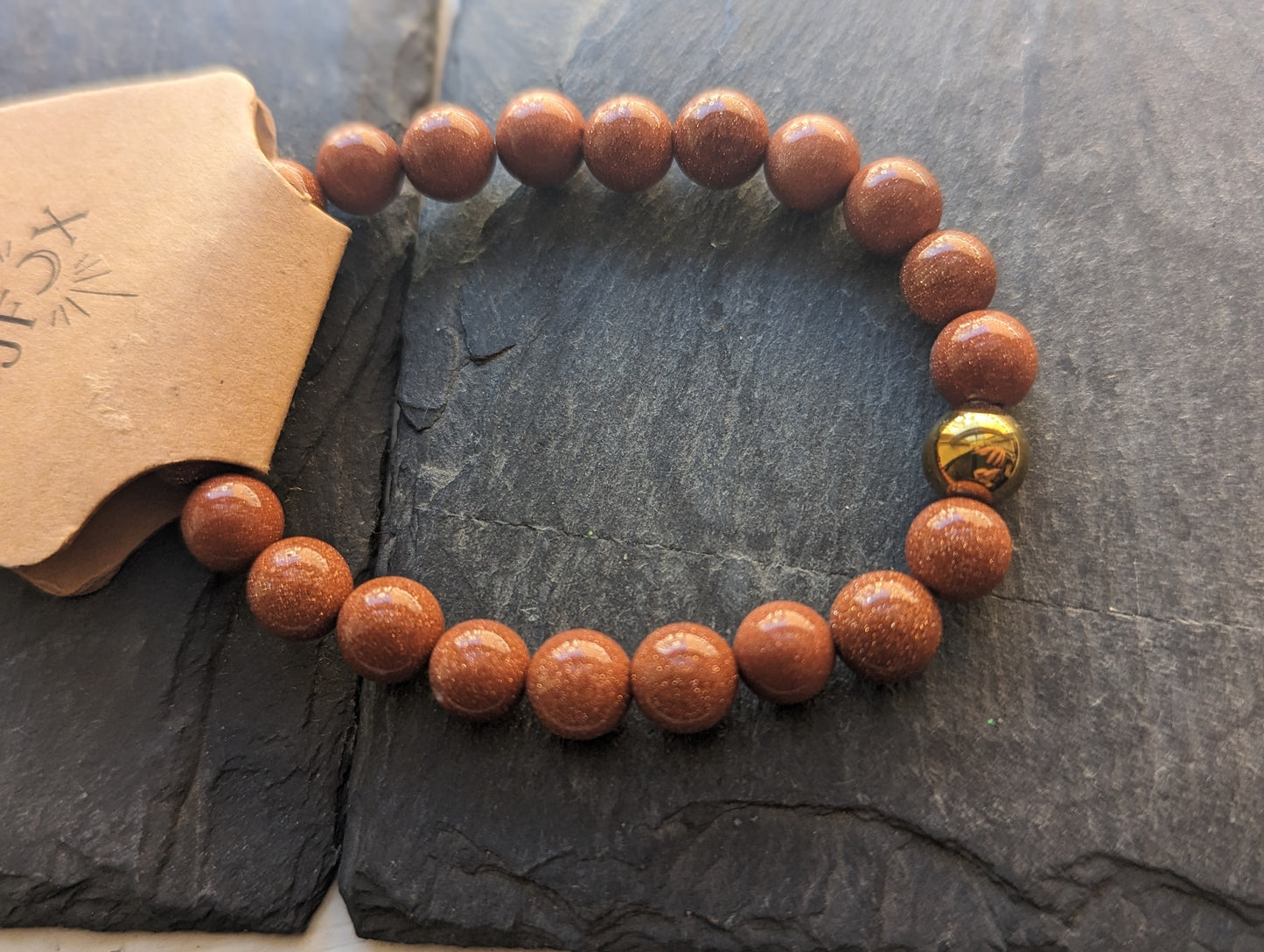 Red Goldstone and Gold Hematite Bracelets (Various Sizes Available)