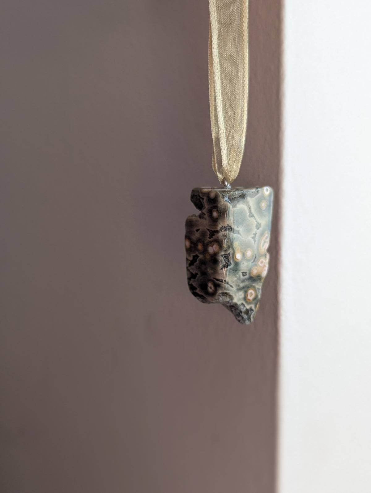 8th Vein Ocean Jasper Tumbled Gemstone Ornament - Gold (Various Stones Available)