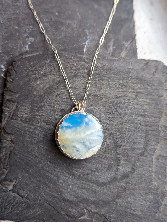 Blue Sky Round Sterling Silver Necklace
