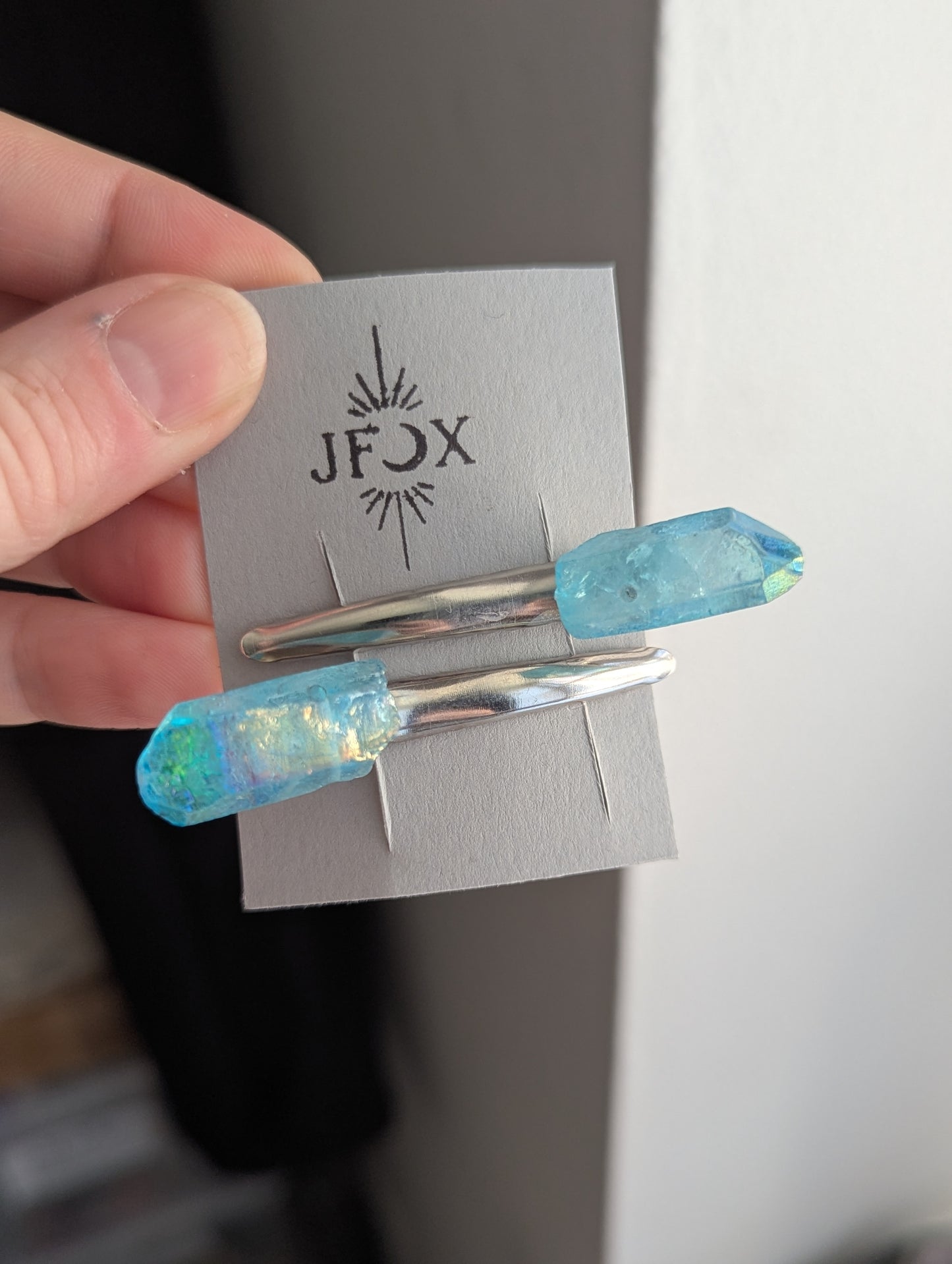 Blue Quartz Crystal Alligator Clips (Set of 2)