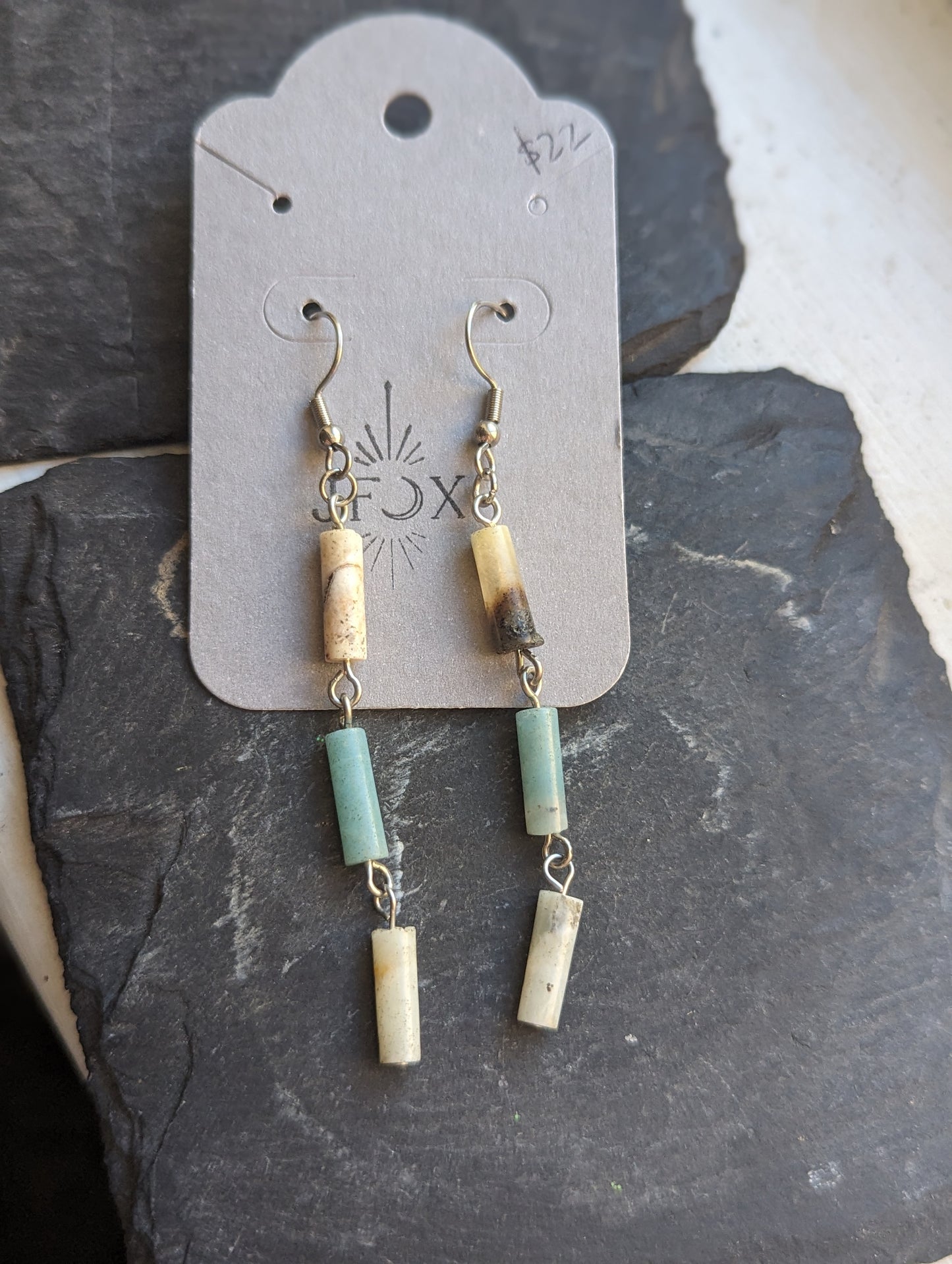 Multi-Color Amazonite Wire-Wrapped Earrings