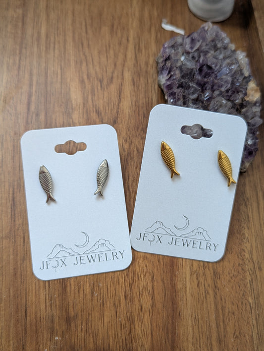 Fish Studs Stainless Steel (Silver or Gold)