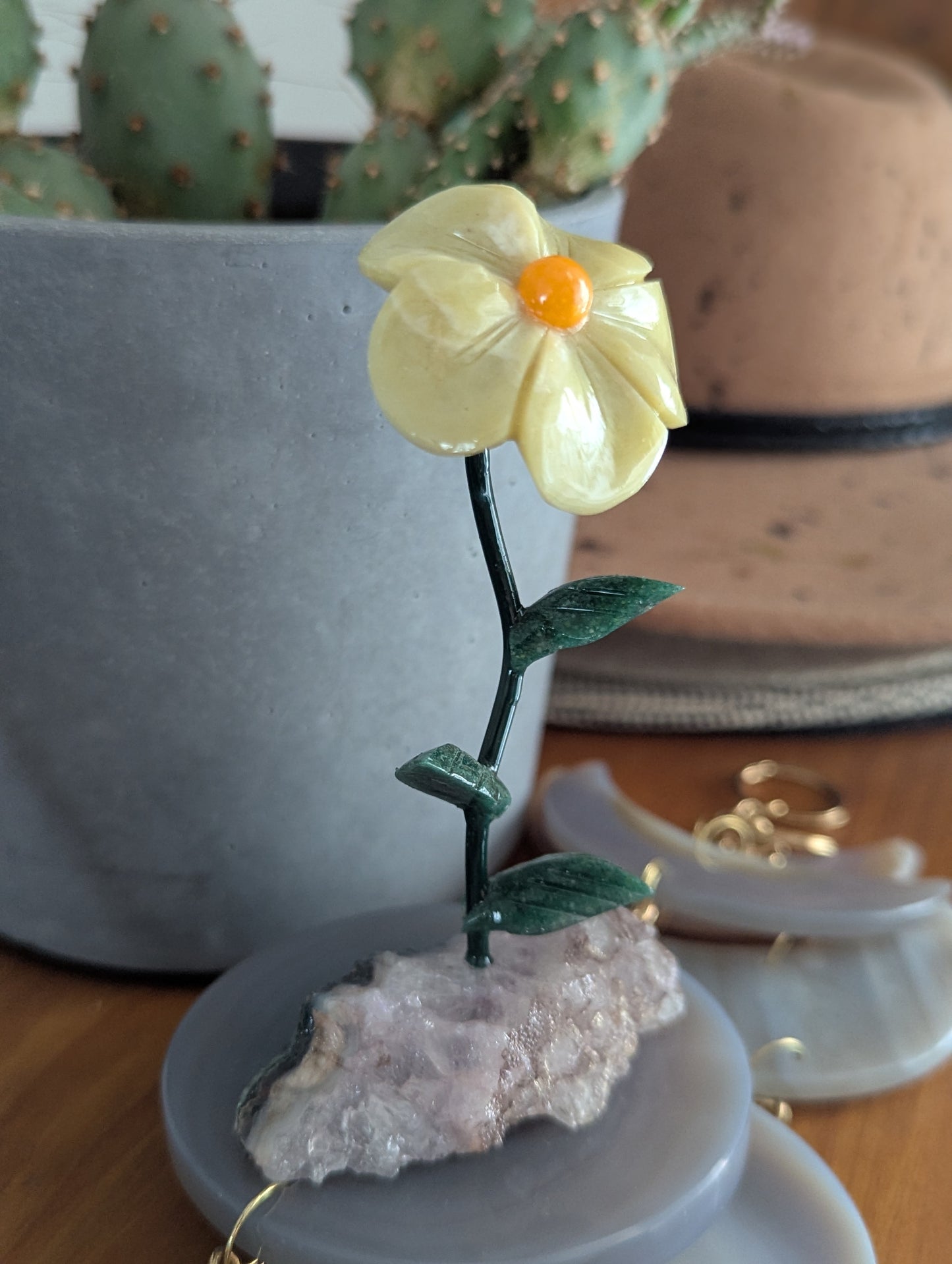 Carved Gemstone Flower