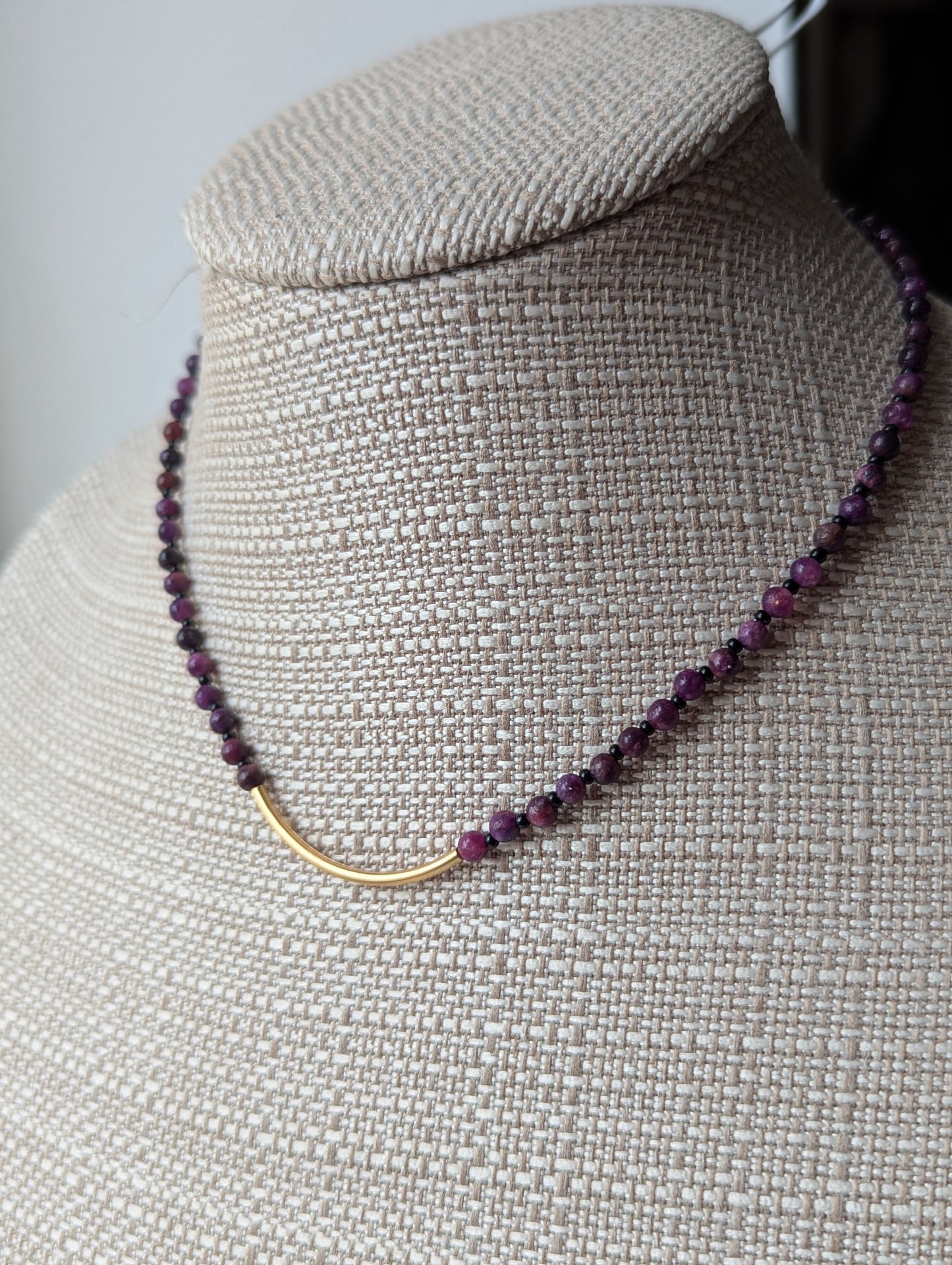 Lepidolite Silver Curved Bar Necklace