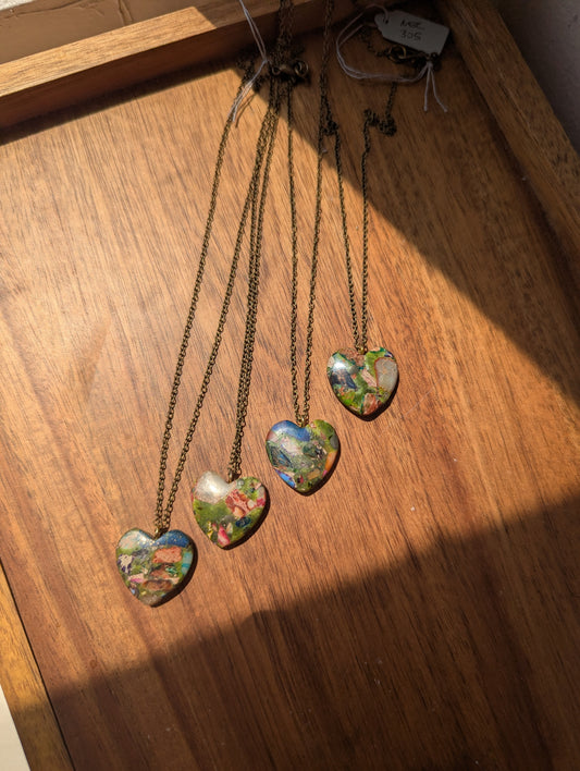 Sea Sediment Heart Brass Necklace
