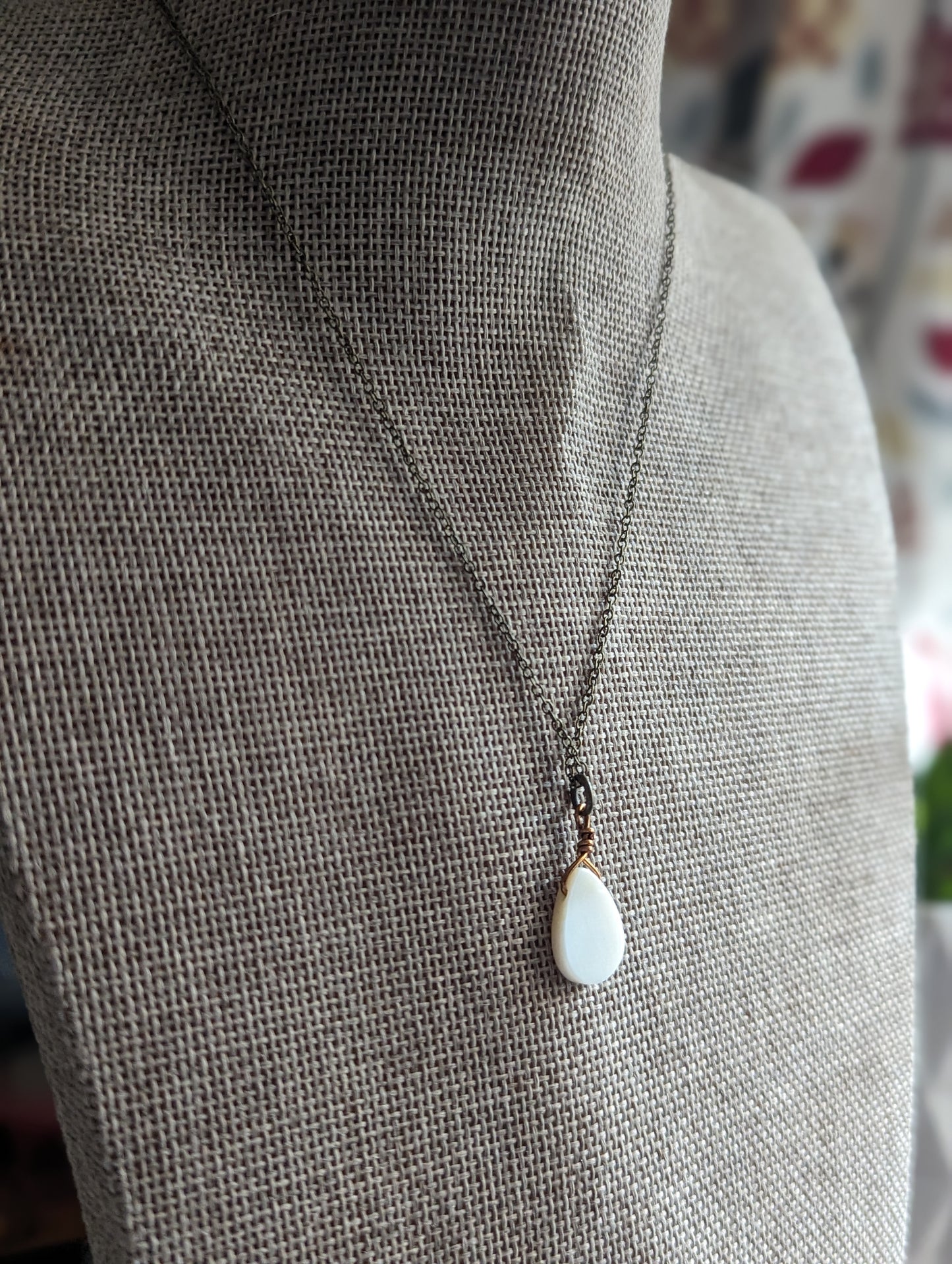 Mother of Pearl Tear Drop Necklace (various options)