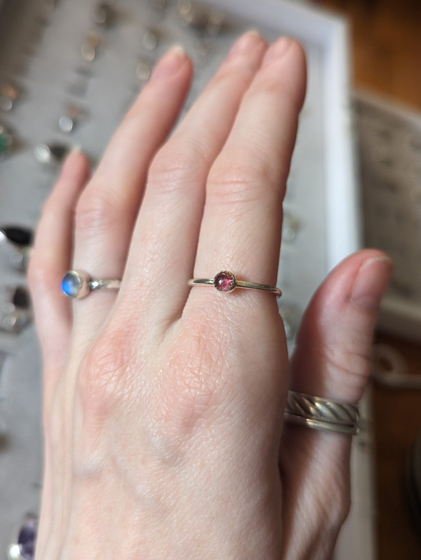 4mm Pink Tourmaline Stacker Ring (various sizes available MTO)