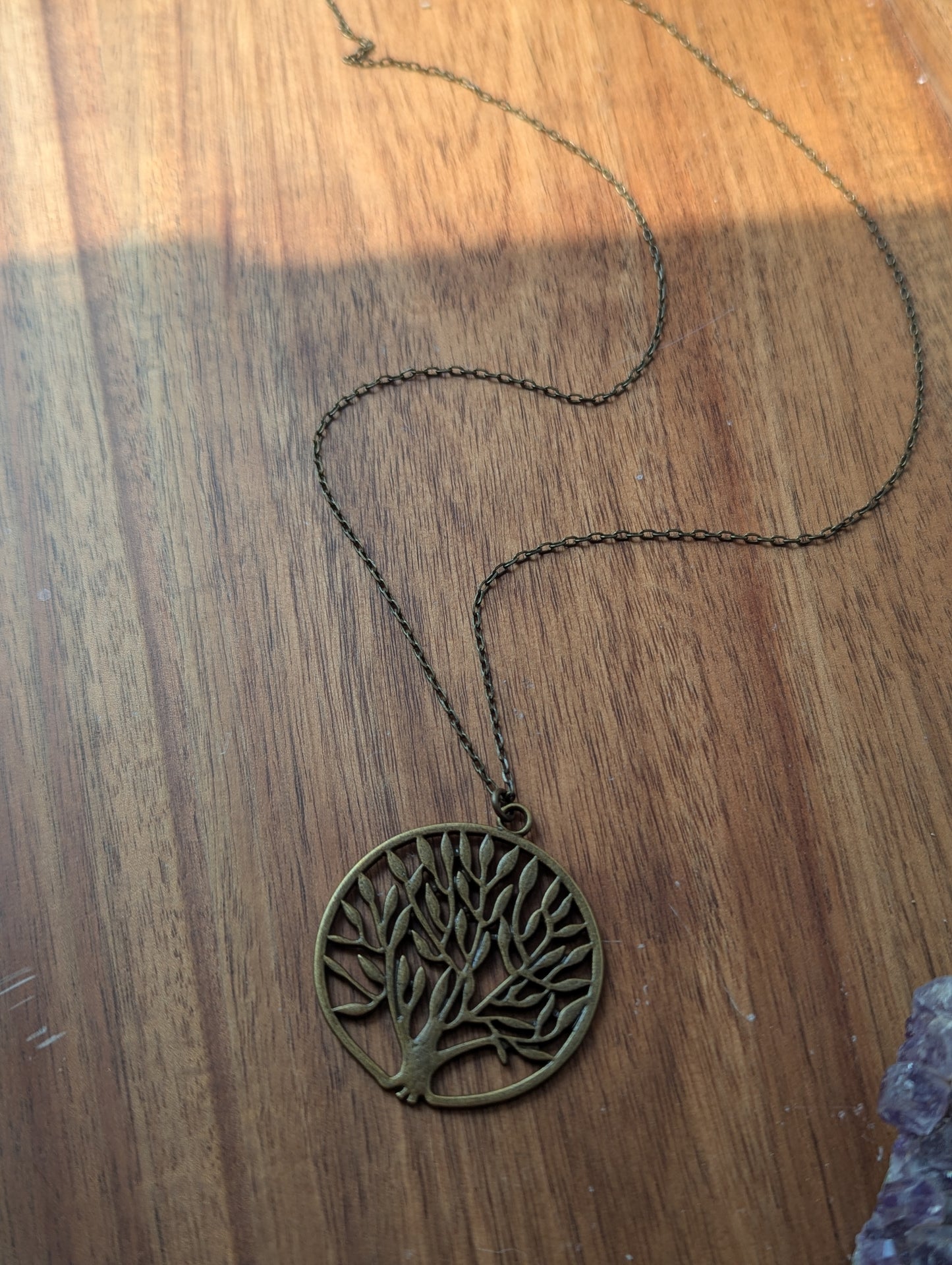 Brass Tree of Life Long Necklace