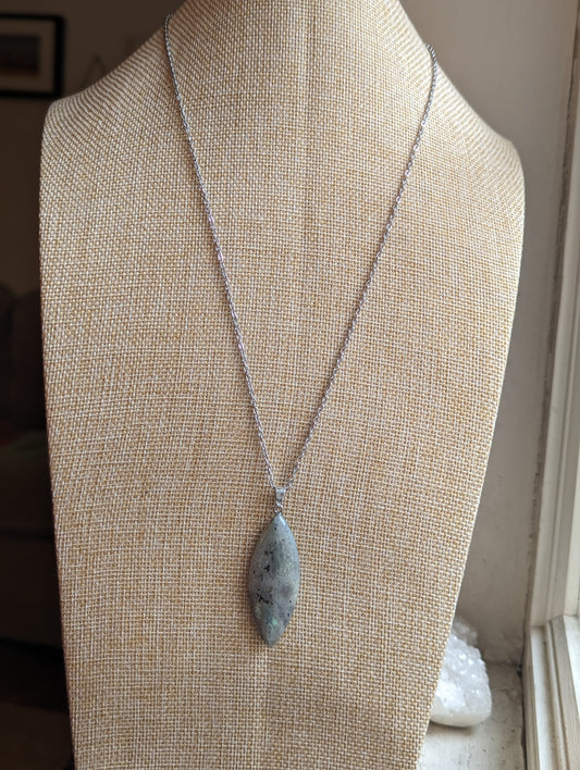 Gemstone Marquise Pendant on Stainless Steel Chain (Various Stone Options)