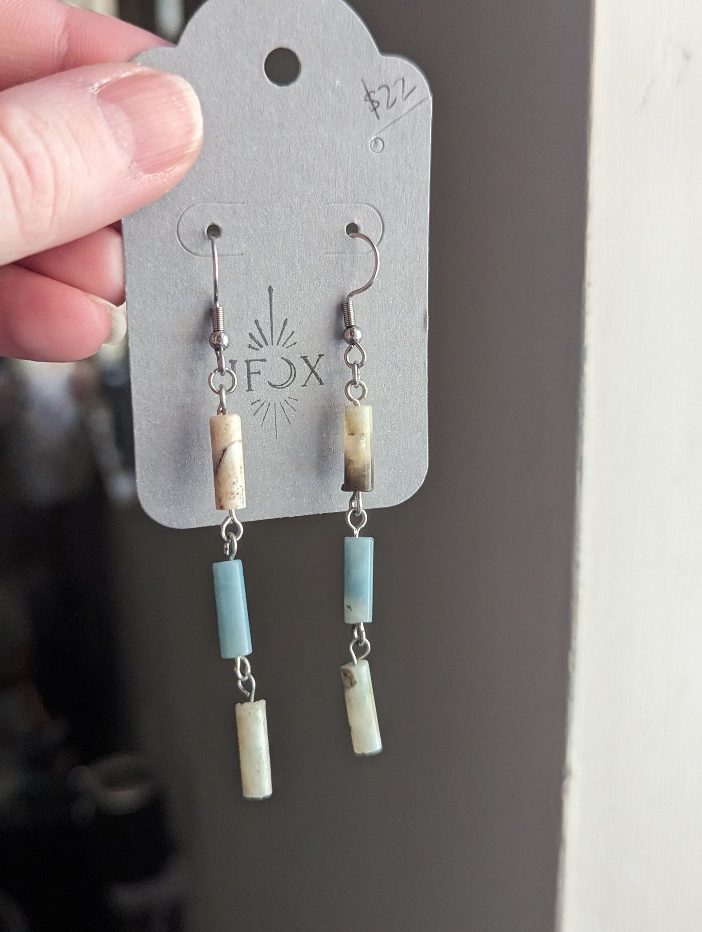 Multi-Color Amazonite Wire-Wrapped Earrings