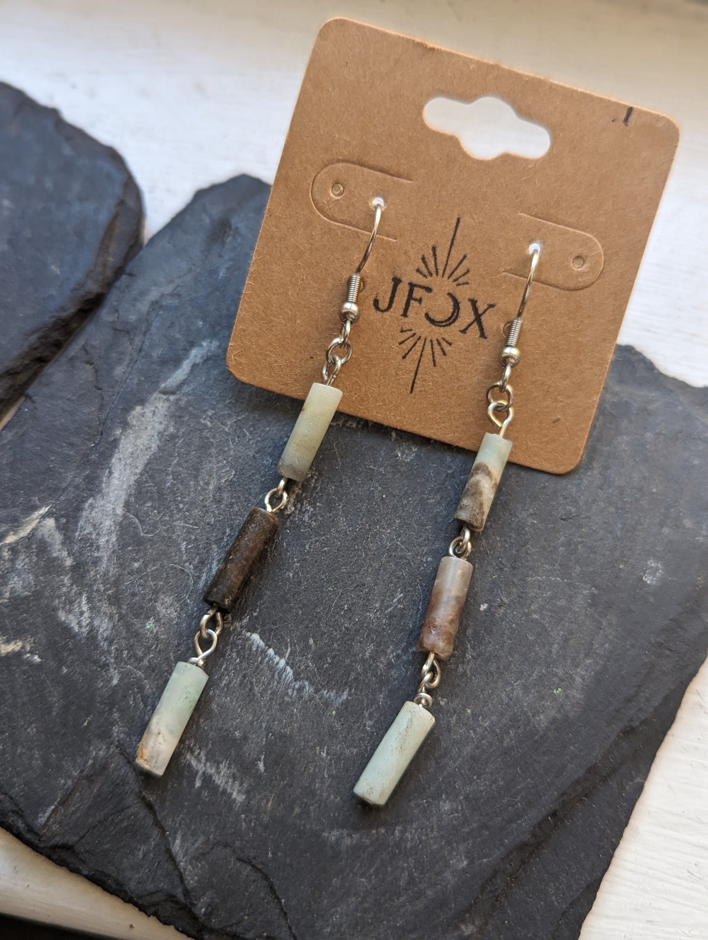 Multi-Color Amazonite Wire-Wrapped Earrings