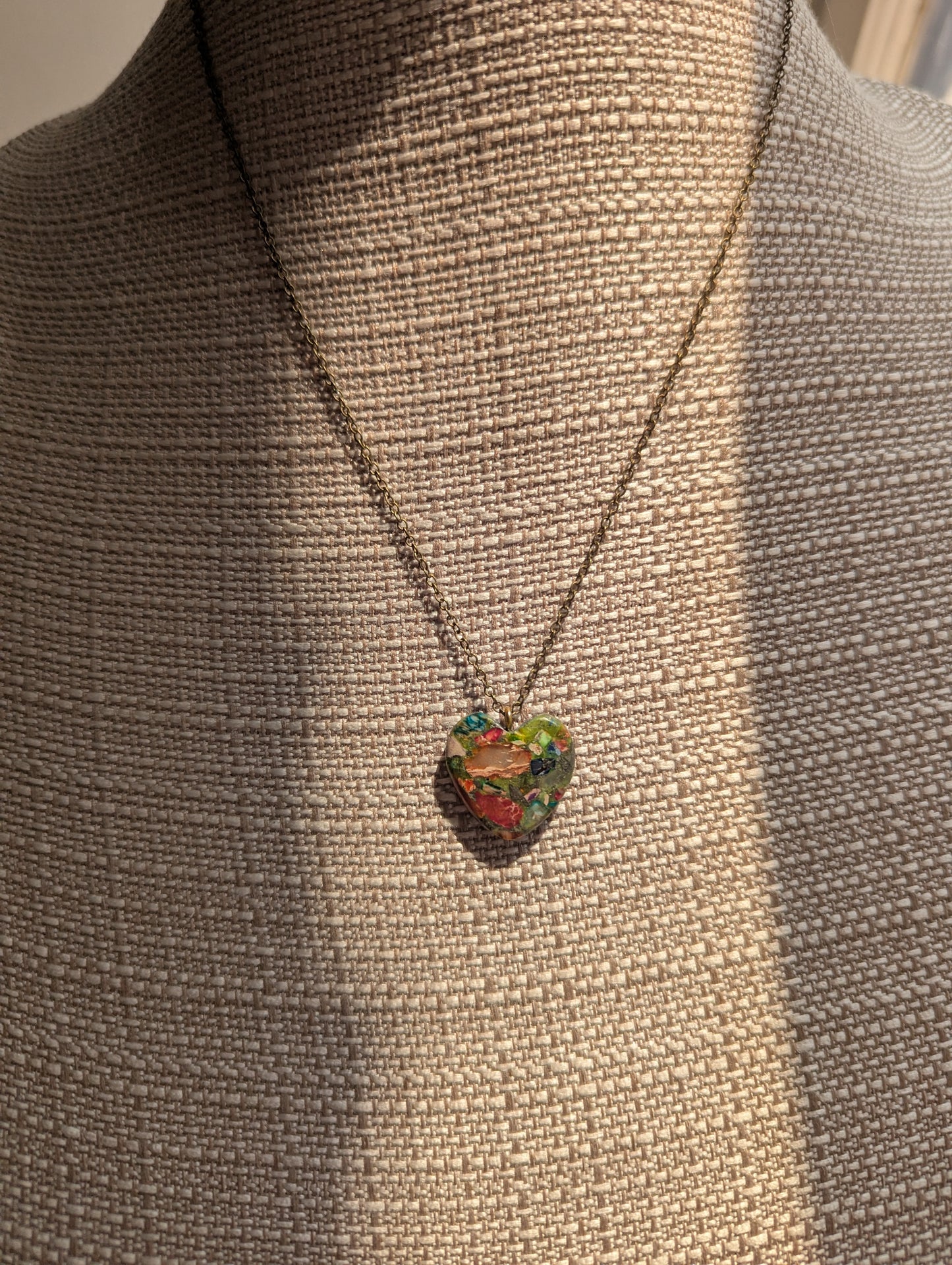 Sea Sediment Heart Brass Necklace