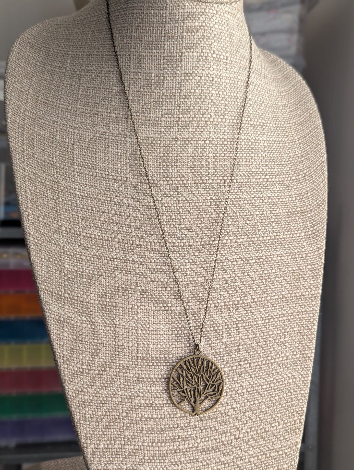 Brass Tree of Life Long Necklace