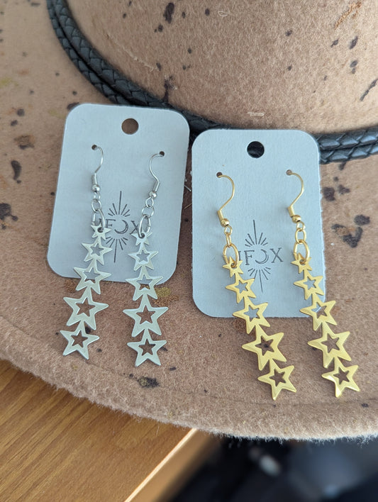 Pendientes de acero inoxidable de cinco estrellas (oro o plata)