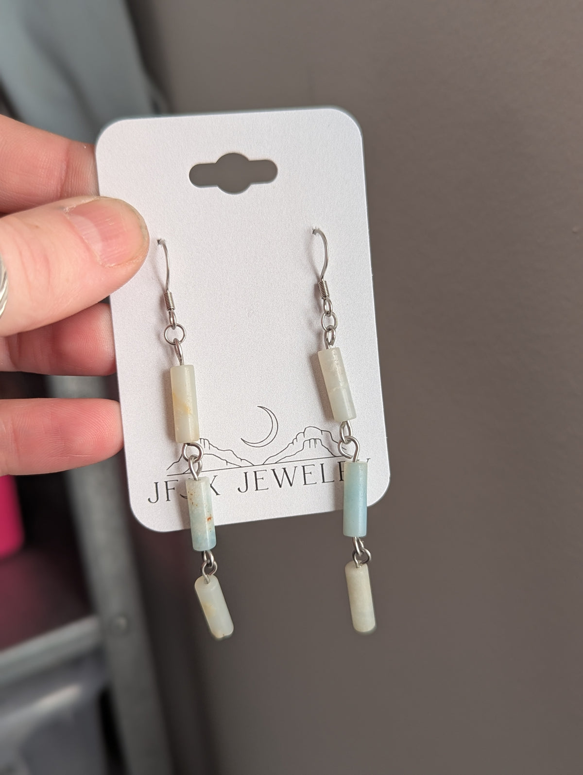 Amazonite Wire-Wrapped Trio Earrings