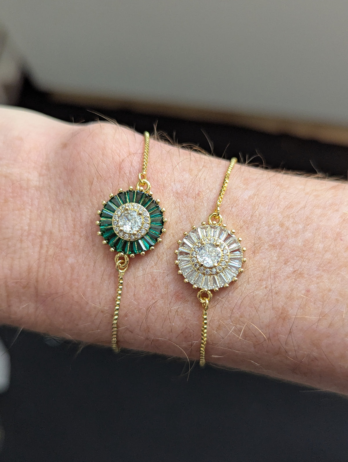 Crystal Flower Gold Slider Bracelet (Various Colors Available)