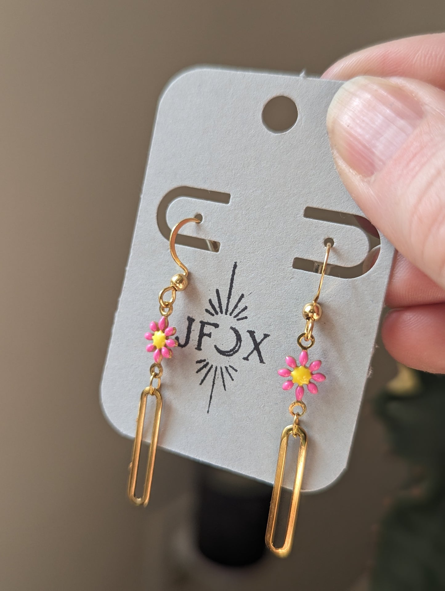 Daisy Flower Gold Earrings (various colors available)