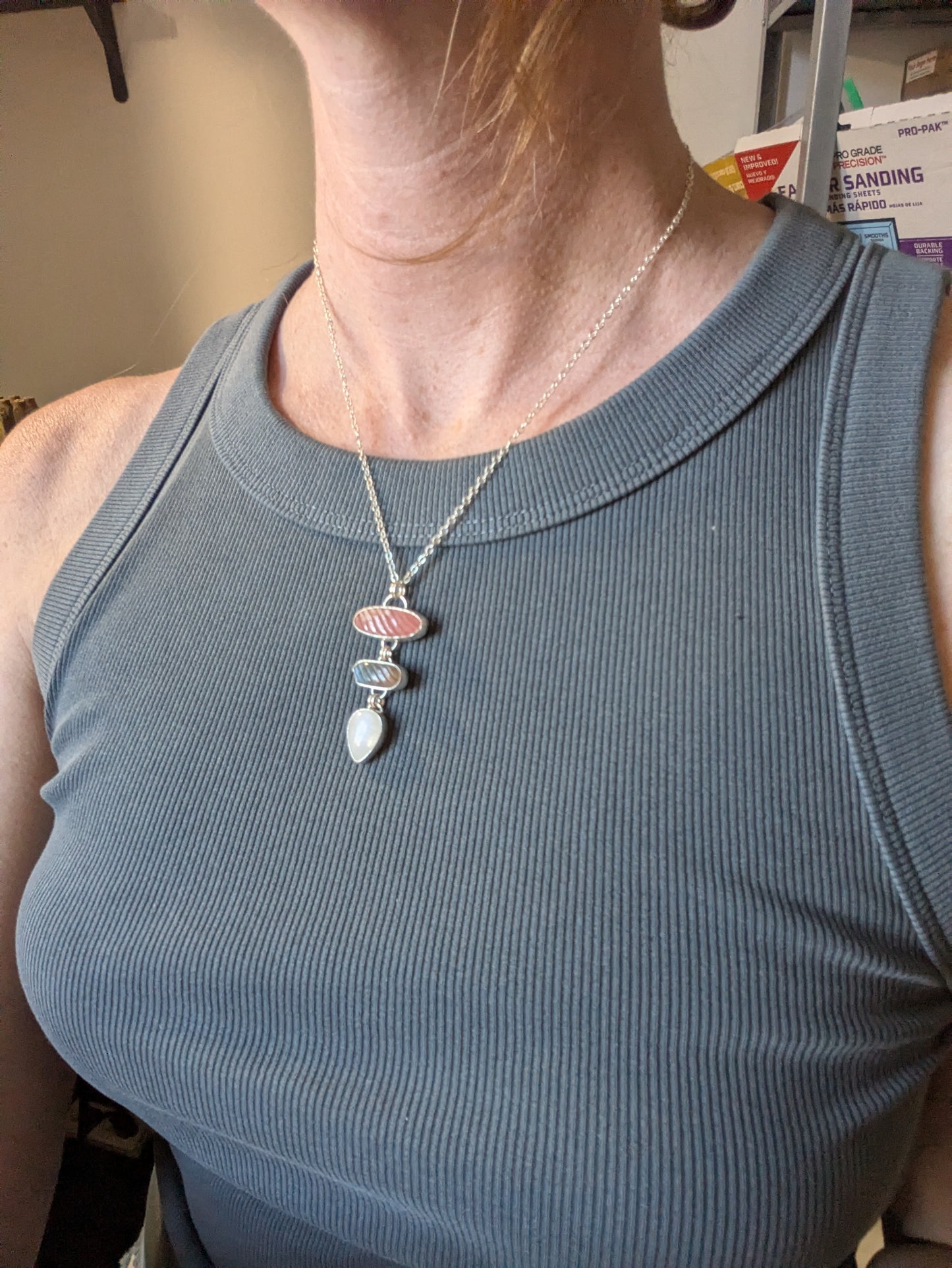 Carved Trio Sterling Silver Necklace
