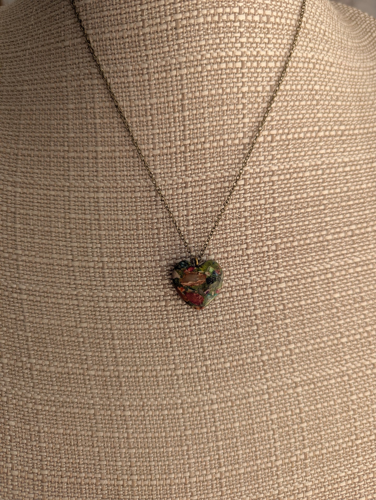 Sea Sediment Heart Brass Necklace