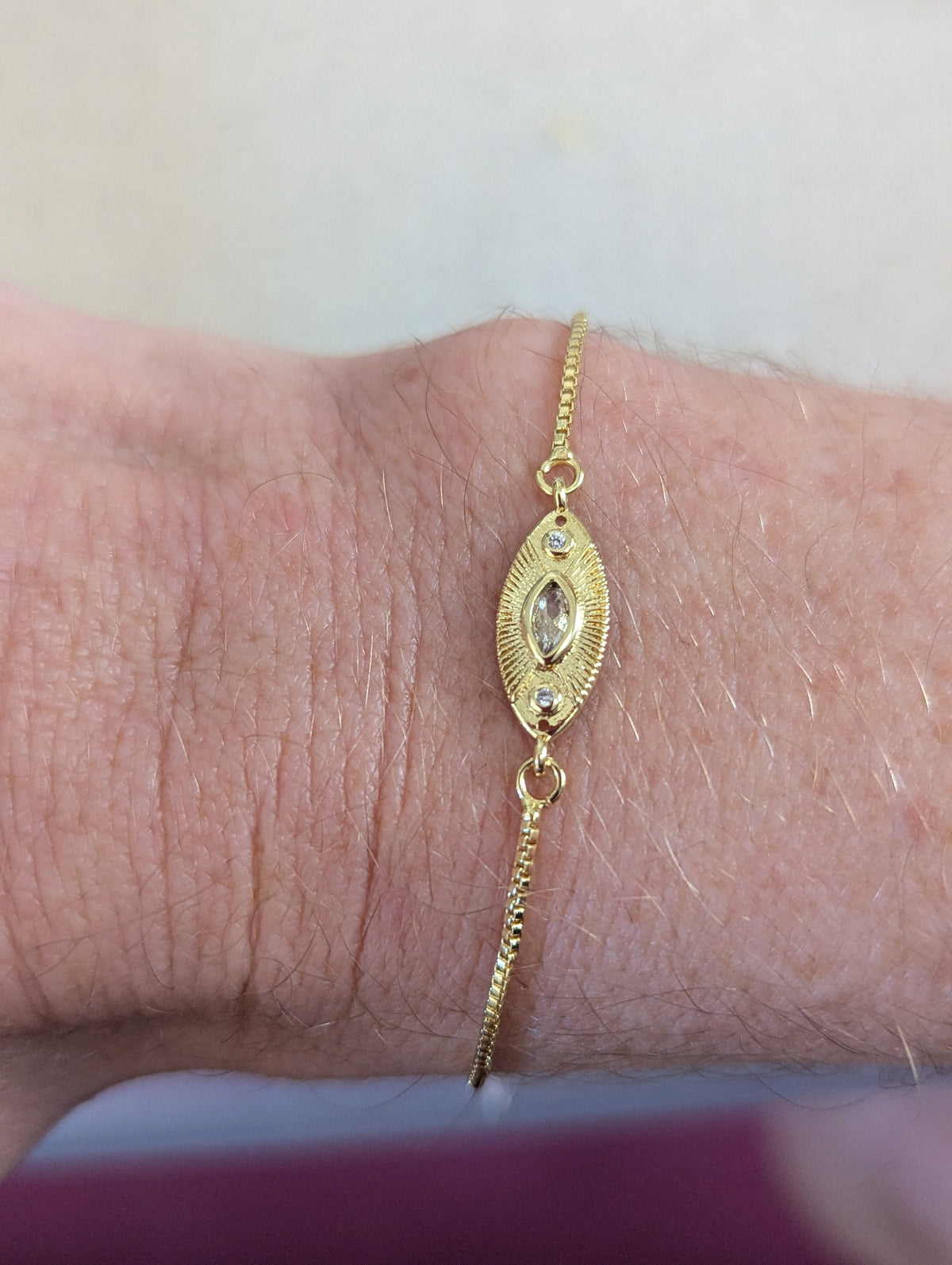 CZ Crystal Marquise Eye Slider Bracelet (Silver or Gold)