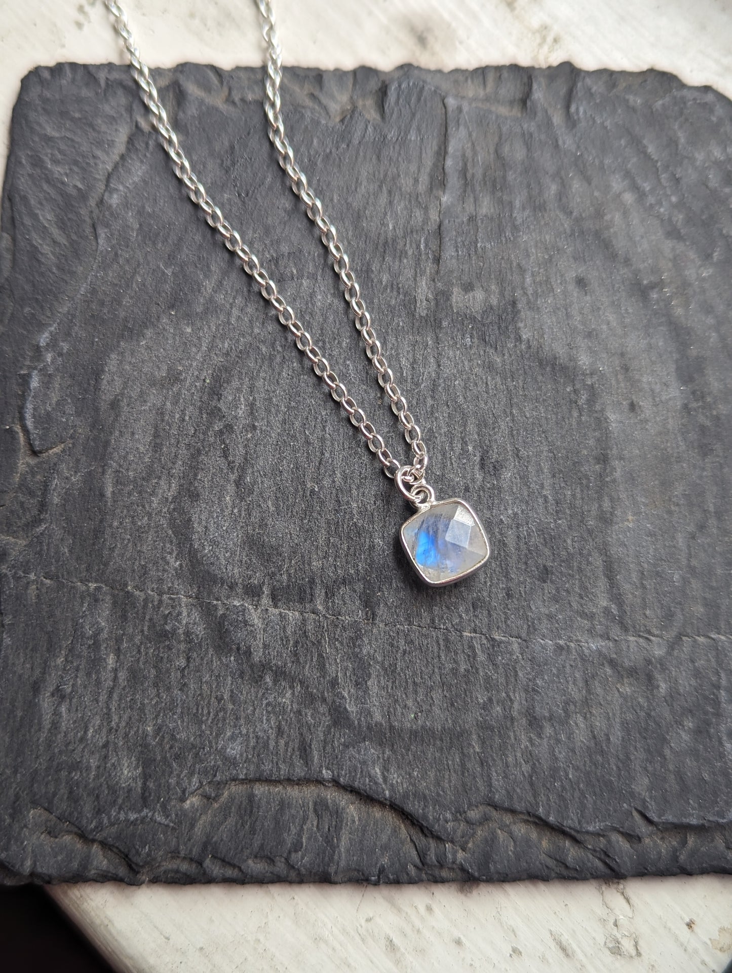 Dainty Moonstone Sterling Silver Necklace