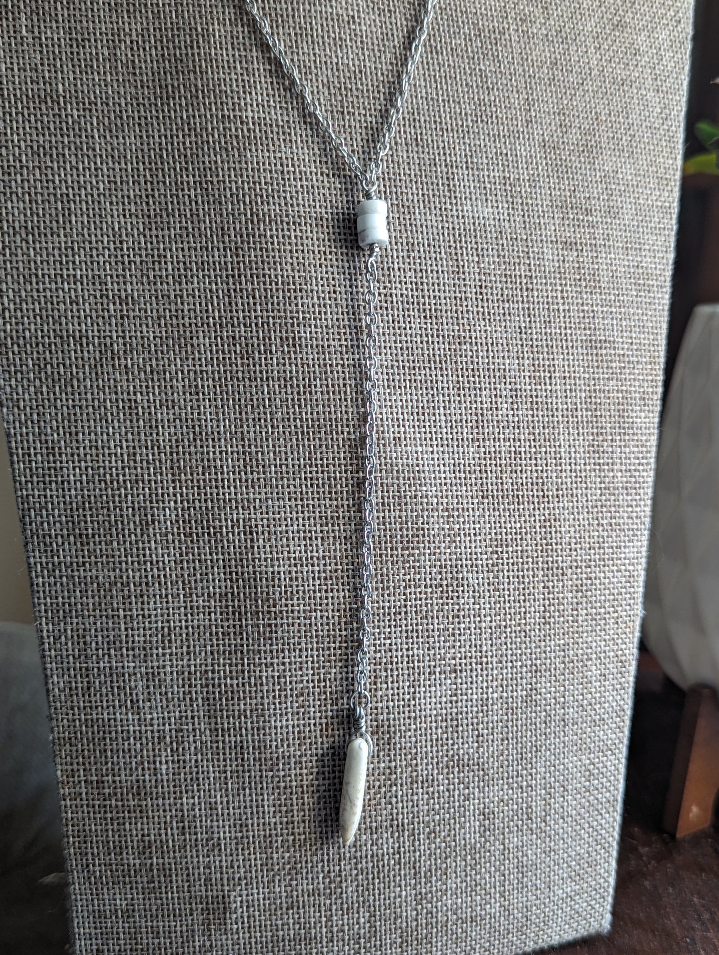 White Howlite Lariat Necklace