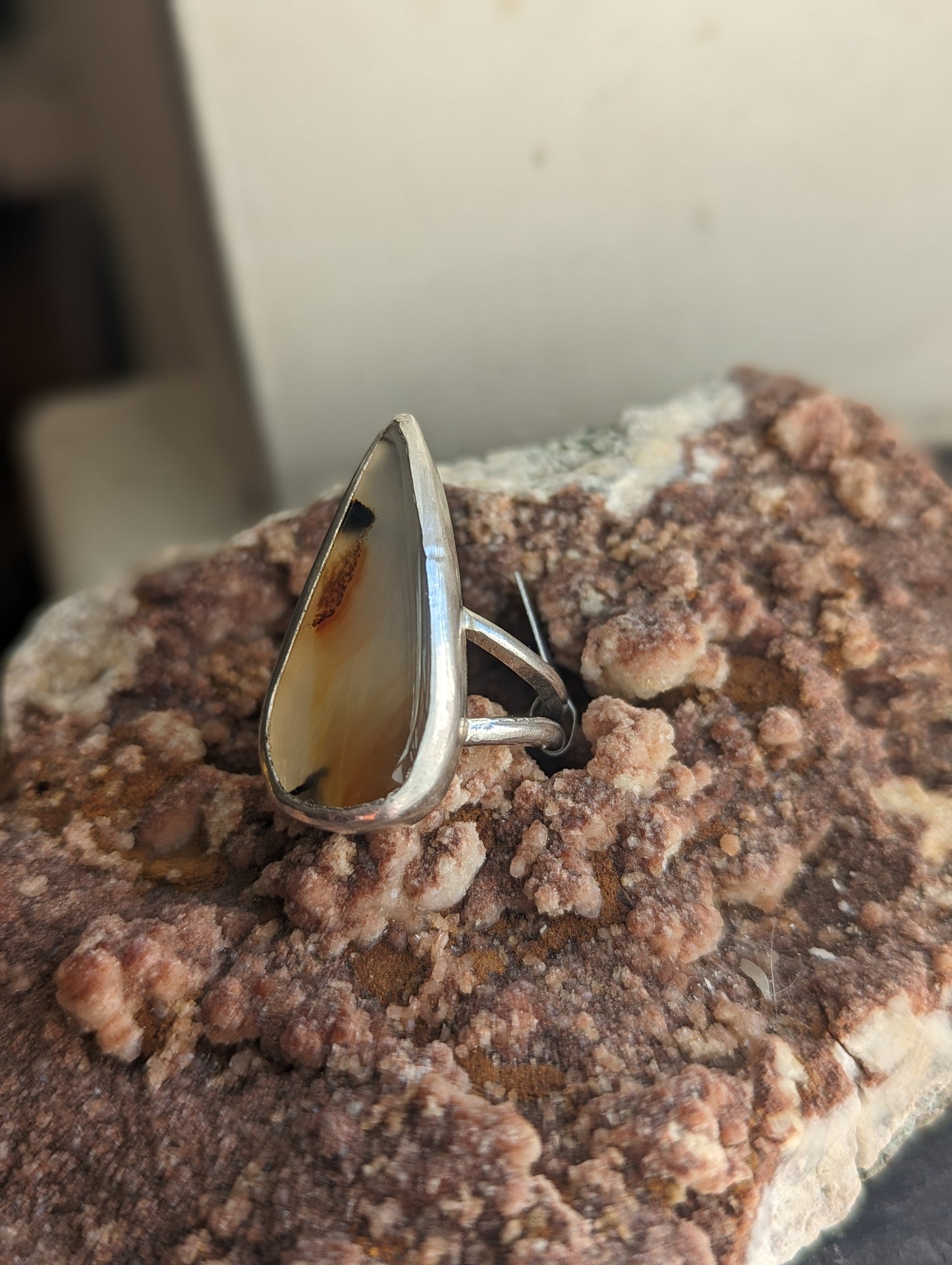 Montana Agate Tear Drop Ring - Size 8.5