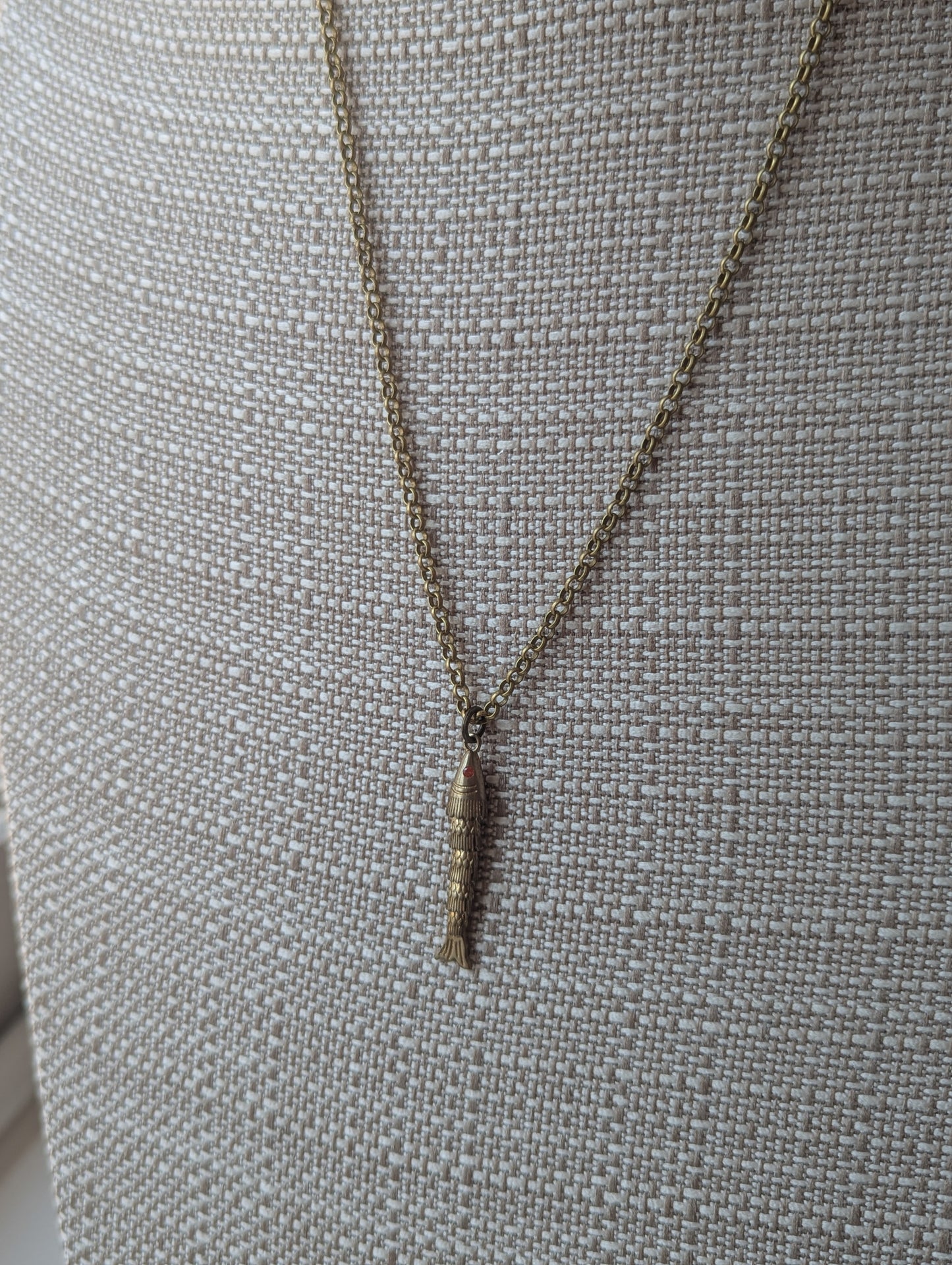 Brass Articulating Fish Necklace