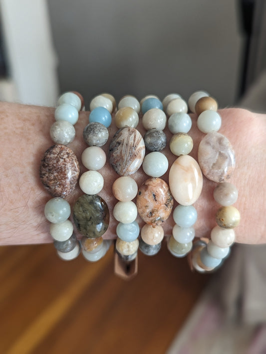 Multi-Color Amazonite and Agate Bracelet (various sizes available)