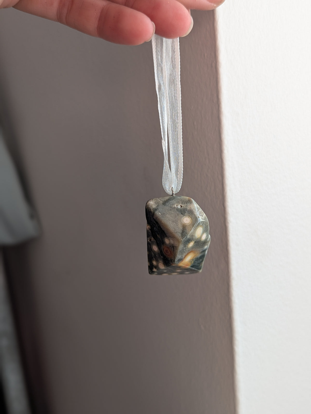 8th Vein Ocean Jasper Tumbled Gemstone Ornament - Silver (Various Stones Available)