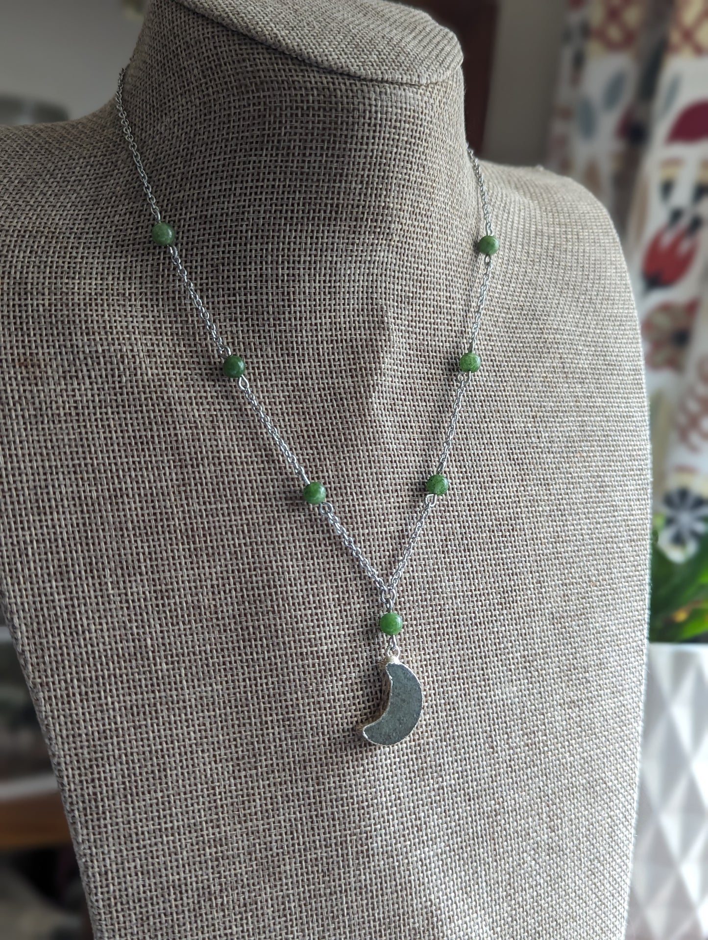 Green Aventurine Wire Wrapped Stainless Necklace