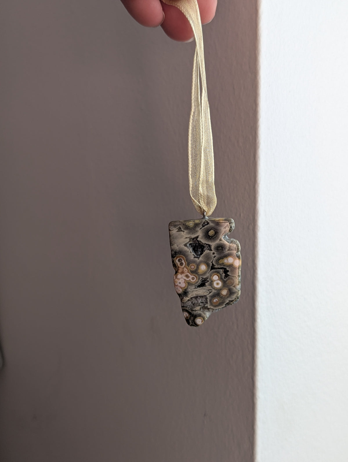 8th Vein Ocean Jasper Tumbled Gemstone Ornament - Gold (Various Stones Available)